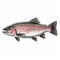 Detailed Penciling: Rainbow Trout Vector Illustration In Pink And Silver