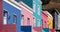 Detailed photo of houses in the Malay Quarter, Bo-Kaap, Cape Town, South Africa. Historical area of brightly painted houses