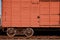 Detailed photo of railway freight car. A fragment of the component parts of the freight car on the railroad in dayligh