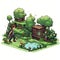 Detailed Pixel Art Drawings Of Minecraft City With Greenery