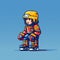 Detailed Pixel Art Of Hockey Player In Equipment