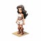 Detailed Pixel Art Model Of Mia In Dark White And Light Bronze Style