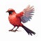 Detailed Pixel Art Red Bird Illustration On White Background