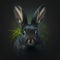 Detailed portrait of a black rabbit. Black rabbit symbol of 2023. Photorealistic illustration