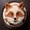 Detailed Portraiture Cake: Fox And Leaves Decoration
