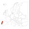 Detailed Portugal silhouette with national flag on contour europe map on white