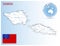 Detailed Samoa administrative map with country flag and location on a blue globe