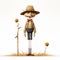 Detailed Scarecrow Illustration With Toy-like Proportions