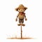Detailed Scarecrow Illustration With Toy-like Proportions