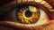 Detailed Science Fiction Illustration Of A Beautiful Eye With Yellow Iris