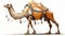 Detailed Science Fiction Illustration Of An Orange Camel With A Veil