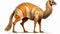 Detailed Science Fiction Illustration Of An Upright Orange Camel