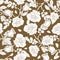 Detailed seamless pattern of white rose and leaves in golden background. Romantic, vintage, luxurious style for Valentine`s,