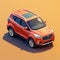 Detailed Shaded Ford Escape In Isometric View On Yellow Background