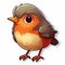 Detailed Shading Cartoon Red Bird Sticker - Cute Robin Design