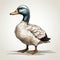 Detailed Shading Duck Image On White Background - Colorful Caricature