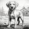 Detailed Shading Noir Comic Art: Labrador Retriever With Bobbed Tail