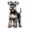 Detailed Shading Schnauzer Dog Illustration On White Background