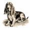 Detailed Shading: A Stunning Bassett Hound Illustration