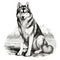 Detailed Shading: A Stunning Black And White Husky Illustration