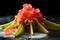 detailed shot of crisp topping on rhubarb filling