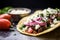 detailed shot of a taco with crumbled queso fresco