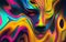 A detailed shot of a vibrant liquid painting with a man\\\'s face.