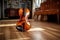 Detailed Shot of a Violin Bass in a Room. AI