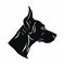 Detailed Silhouette Of Doberman Dog In Portraiture Iconography Style