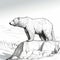 Detailed Sketch Of Bear Standing On Rock In Mountain Scenery