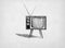 Detailed sketched drawing of an old vintage black and white television set