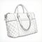 Detailed Sketching: White Handbag With Aggressive Quilting And Realistic Lighting