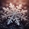 A detailed snowflake, close-up, macro, Generative Ai