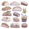 Detailed Sticker of Watercolor bread, cupcake, bread cream, set, graphic