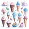 Detailed Sticker of Watercolor ice cream vector set graphic