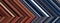 Detailed striped dual geometric pattern composed of big amount of thin blue and brown stripes