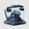 Detailed Surrealism: Plastic Telephone With Rock Statue