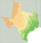 Detailed Texas physical map.