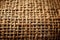 Detailed texture Close up showcasing the coarse weave of burlap fabric