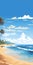 Detailed Tropical Seaside Scene Illustration With Expansive Landscapes