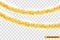 Detailed Two wide golden christmas garland. Xmas tinsel border . Vector decoration for holiday design, website header deco