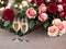 Detailed Valentines Day atmosphere with champagne roses.