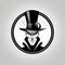 Detailed Vampire Logo With Hat And Top Hat In Monotone Style