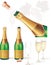Detailed vector. Champagne bottle, glasses, cork