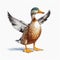Detailed Vector Illustration Of Mallard Duck In Flight