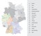 Detailed, vector map of Federal states of Germany with administrative districts