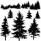 Detailed Vectoral Pine Tree Sillhouettes