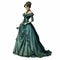 Detailed Victorian Woman Illustration In Green Gown: Collecting And Display Modes