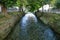 Detailed view of the canals that form the famous waterfalls of Edessa