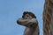 Detailed view of the copy of statue David by Michelangelo in front of the Palazzo Vecchio, Florence, Italy